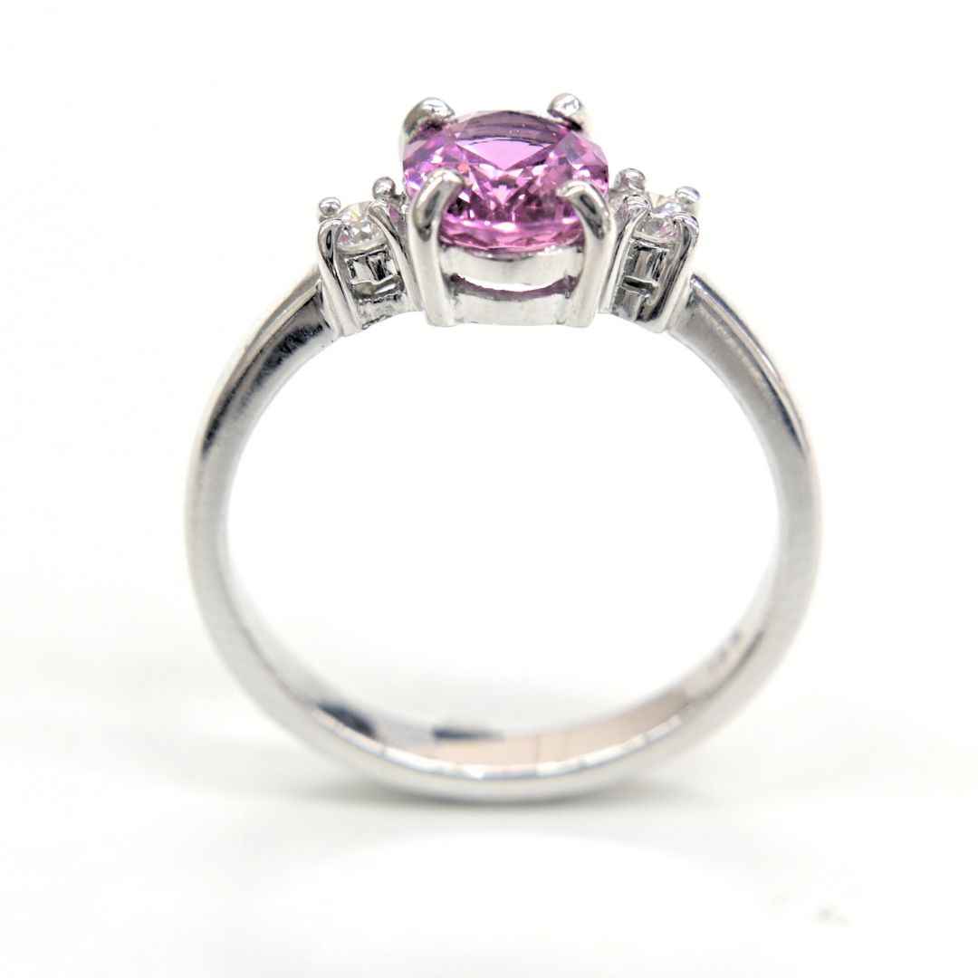 18K White Gold Pink Sapphire Ring with Diamonds – 1.76ct Handmade by Shiraz Jewelry
