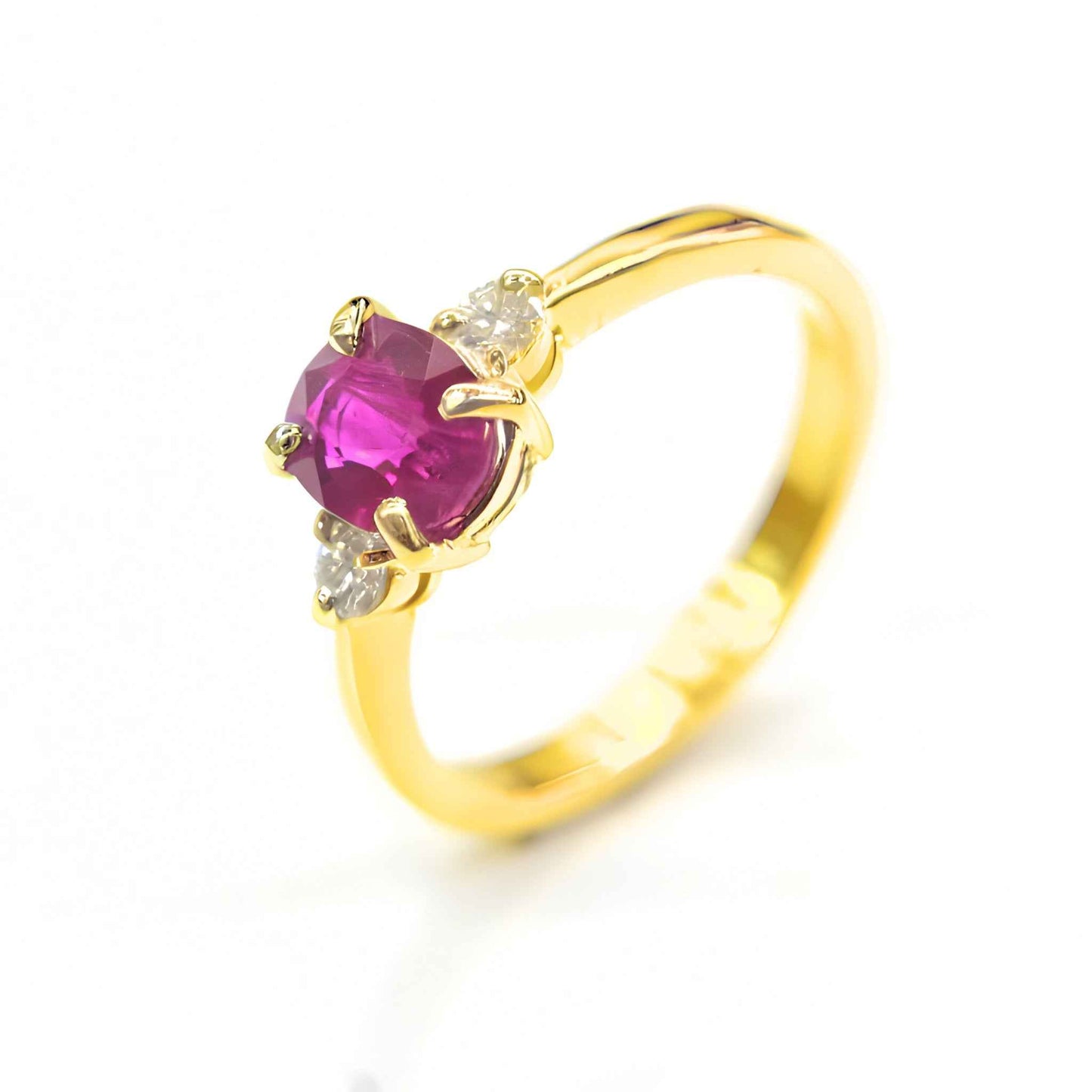 18K Ruby Ring with 2 Diamonds | Engagement Ring