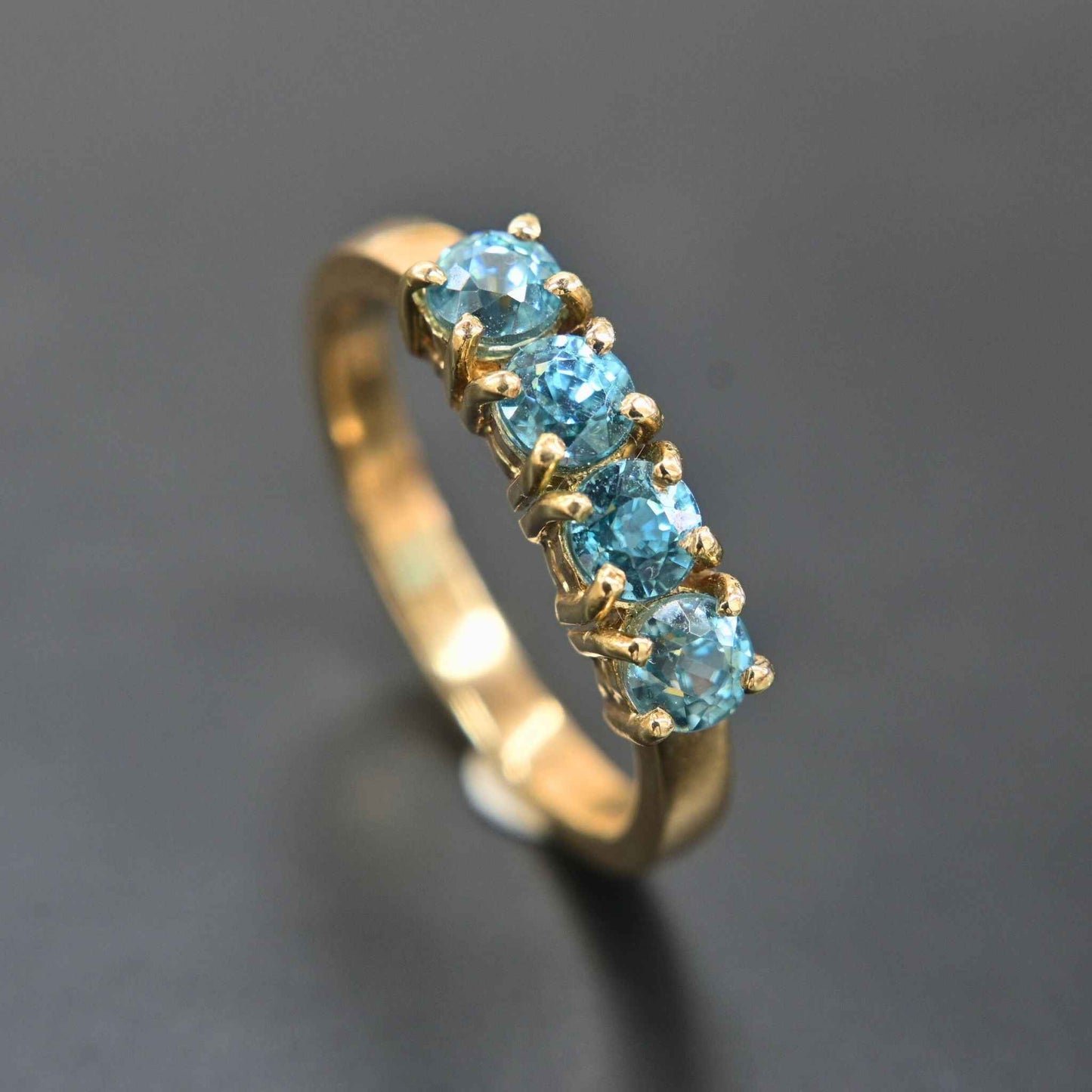 Celestial Row - Blue Zircon & 18K Gold Ring