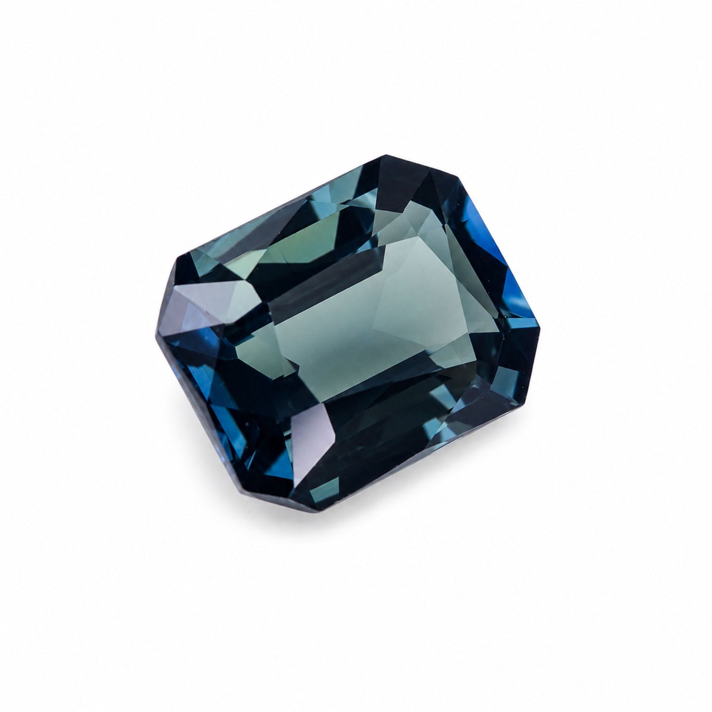 Natural unheated blue green sapphire emerald cut 2.12 carat