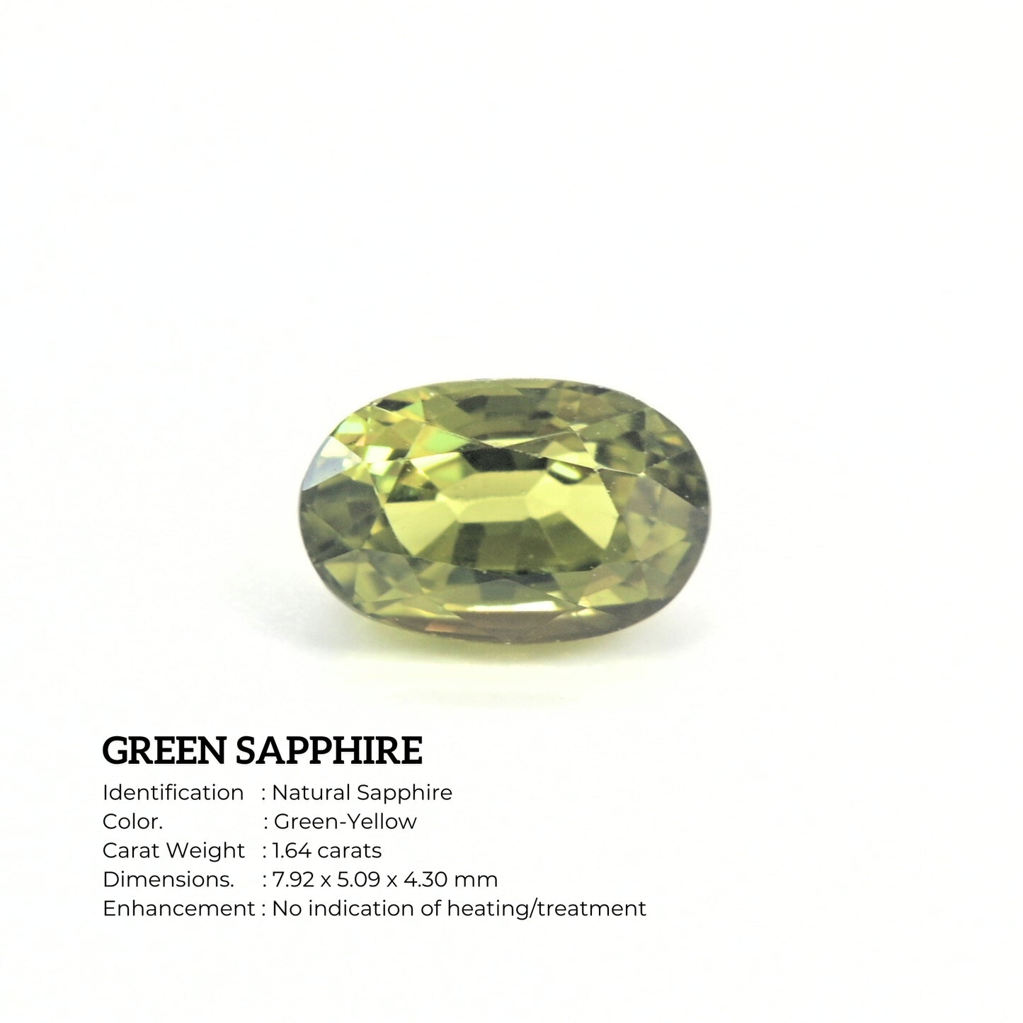 Loose unheated green sapphire gemstone oval cut close-up view