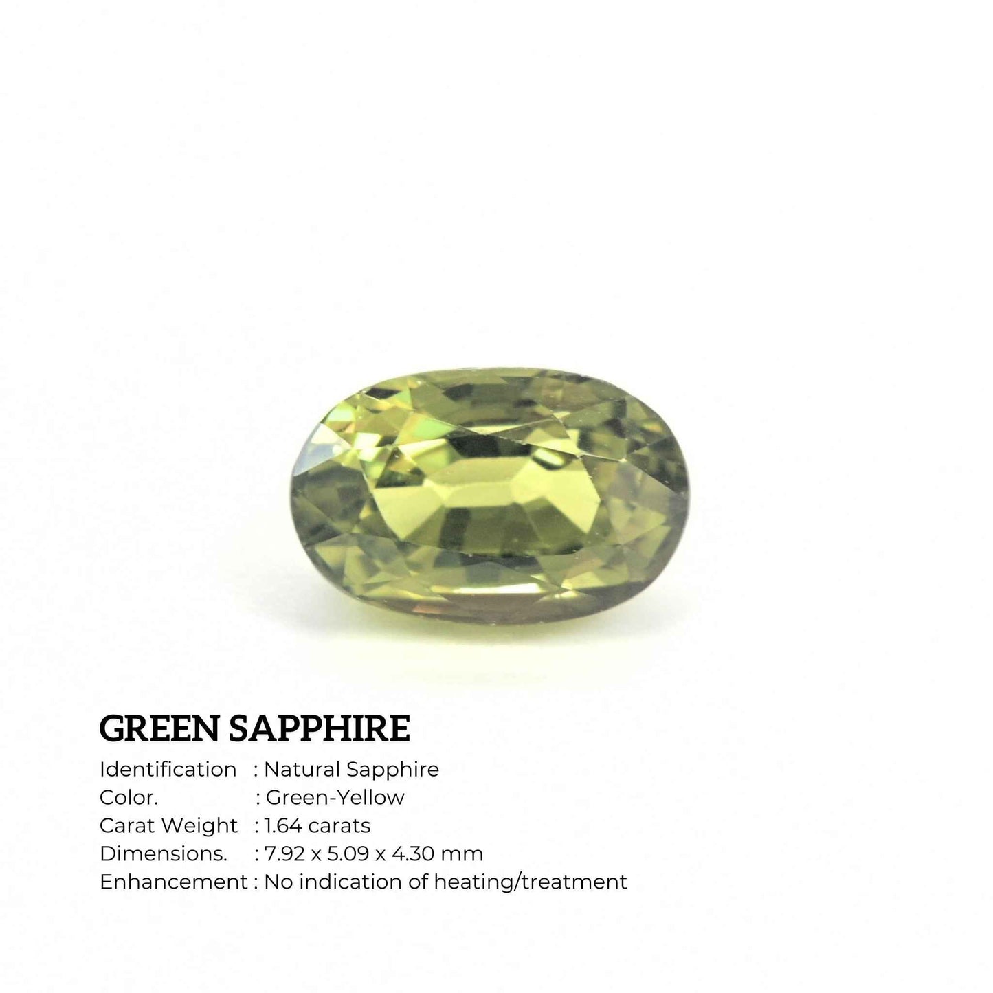 Unheated Natural Green Sapphire 1.64 Carat Oval Cut | Loose Gemstone for Fine Jewelry