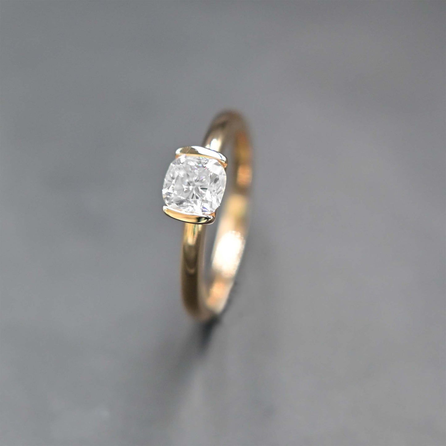 The cushion moissanite ring in 14k rosegold