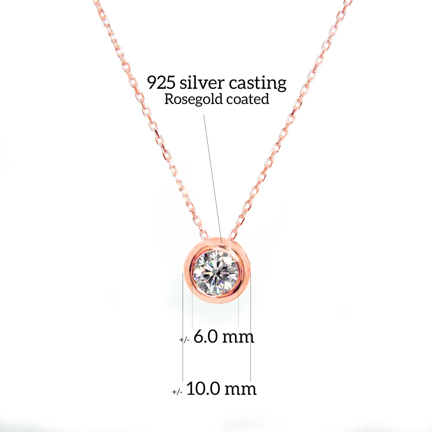 Nola moissanite necklace rose gold color - Shiraz Jewelry