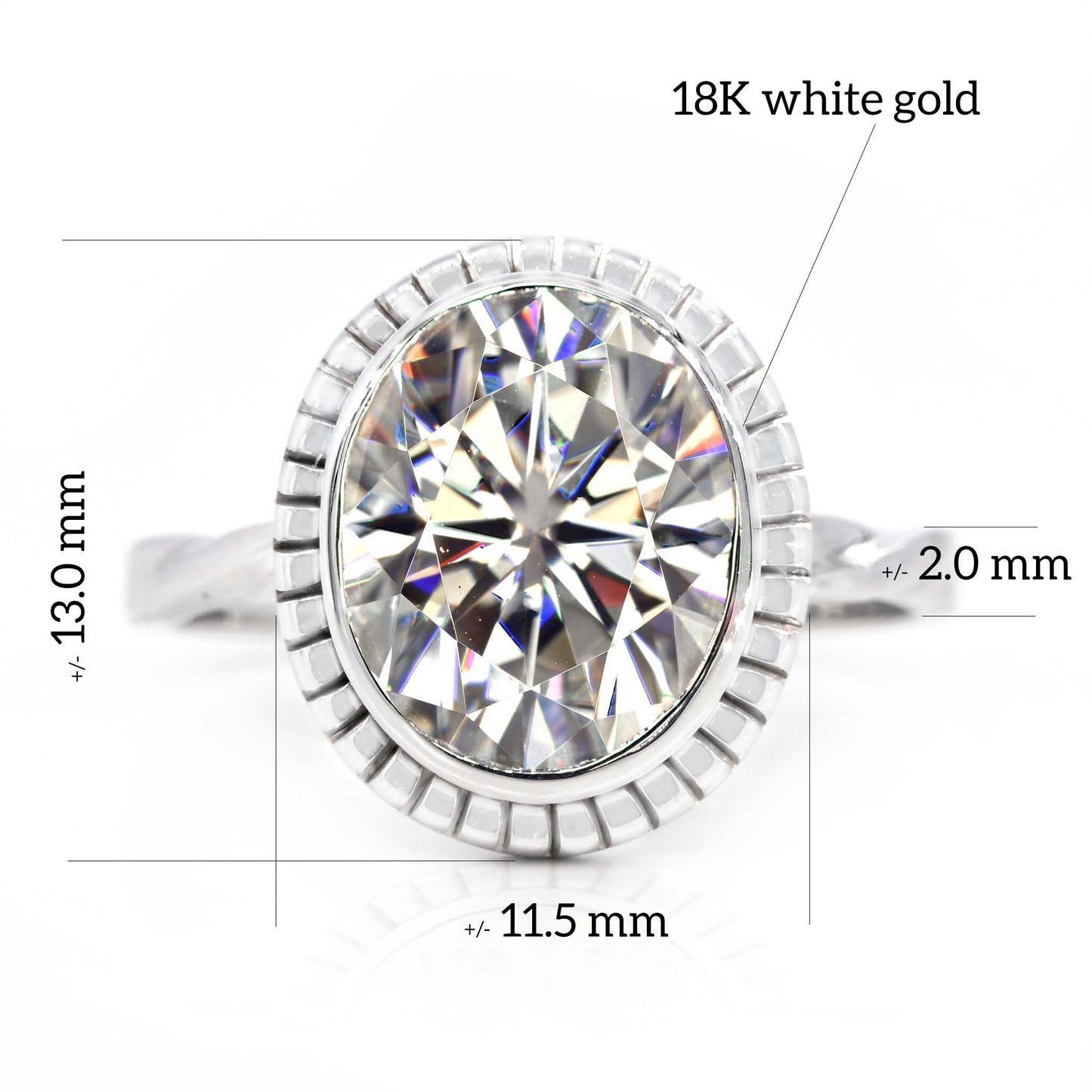 White gold moissanite ring