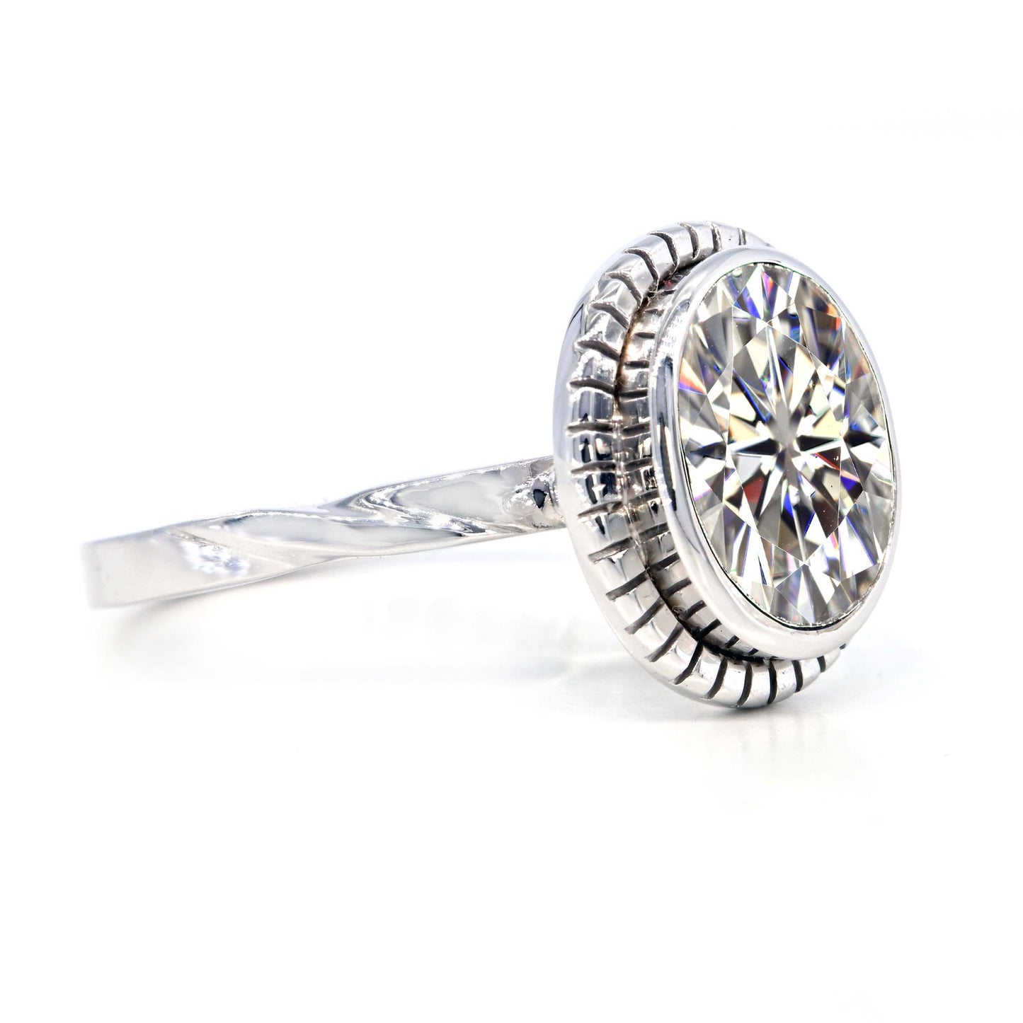 Art deco moissanite ring