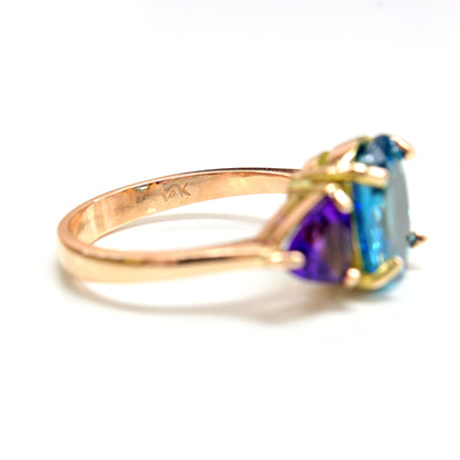 14k rose gold ring with Thai blue zircon