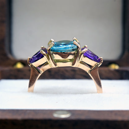 Blue zircon ring