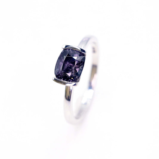 Grey-Lilac Fusion Ring with natural and unheated spinel