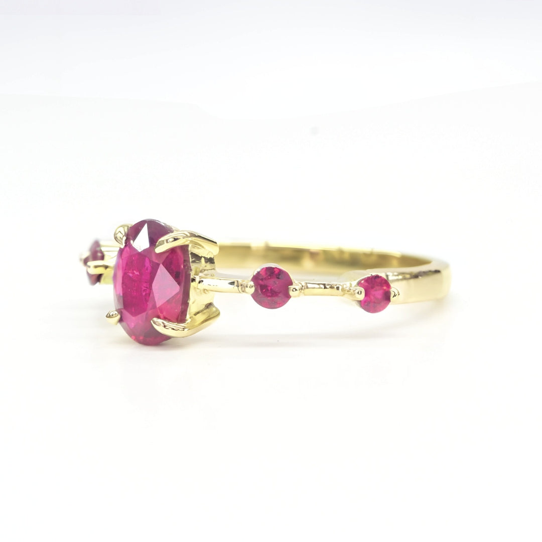 July birthstone ruby ring in polished 14K yellow gold