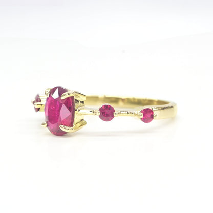 July birthstone ruby ring in polished 14K yellow gold