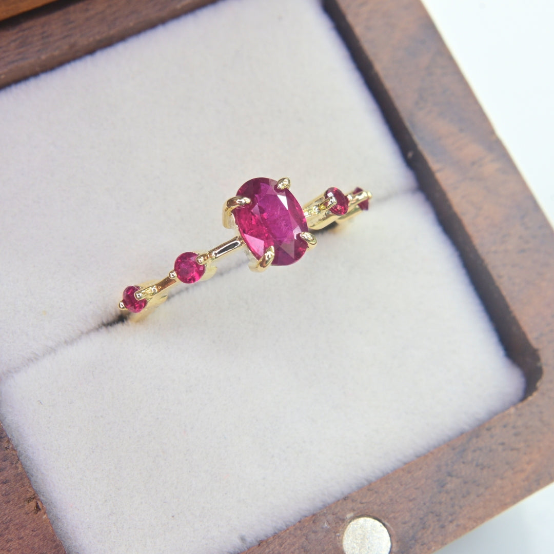 Elegant ruby and gold ring handcrafted in Chiang Mai