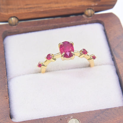 July birthstone ruby ring in polished 14K yellow gold