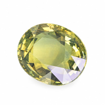 Custom solitaire engagement ring design mockup featuring 5.11ct oval green sapphire