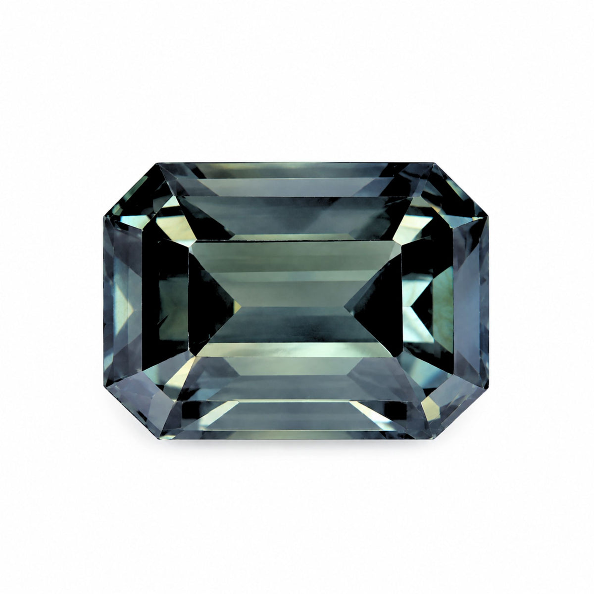 5.97 carat unheated emerald cut green sapphire loose gemstone front view