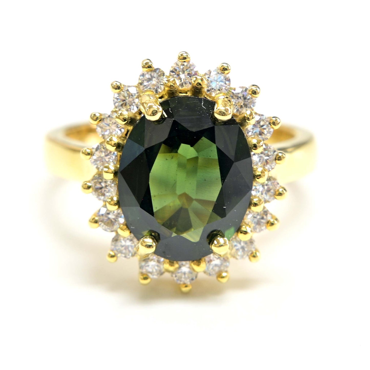 3.82ct Green Sapphire Aurora Ring