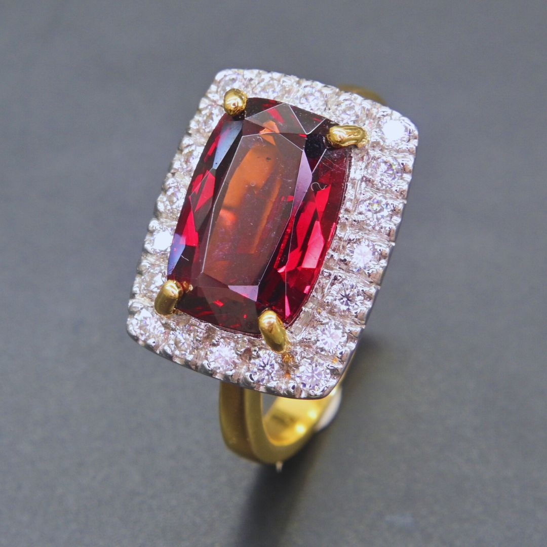 4.12 carat Rhodolite Garnet gemstone ring for anniversary or engagement gift