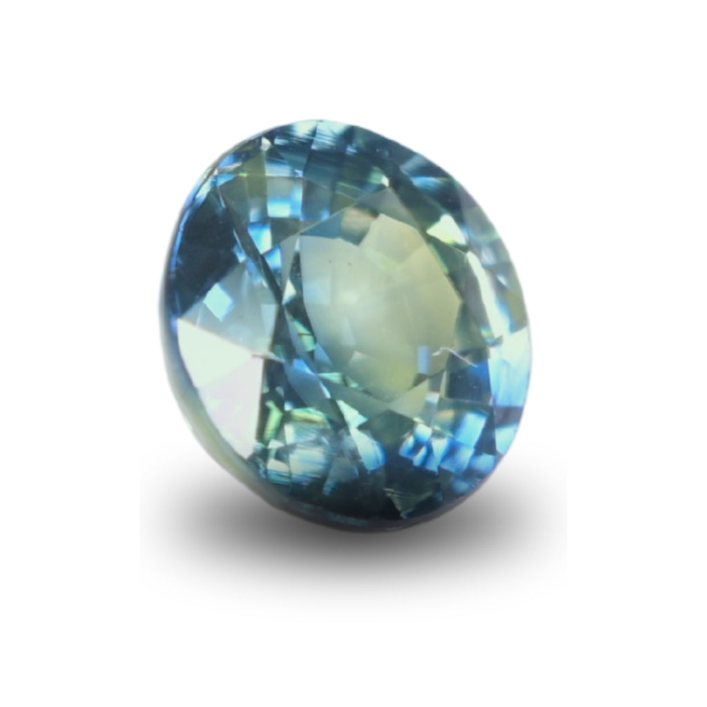 Round brilliant unheated teal sapphire with exceptional sparkle