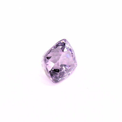 Close-up of 1.83ct Burmese pink spinel with brilliant cushion faceting