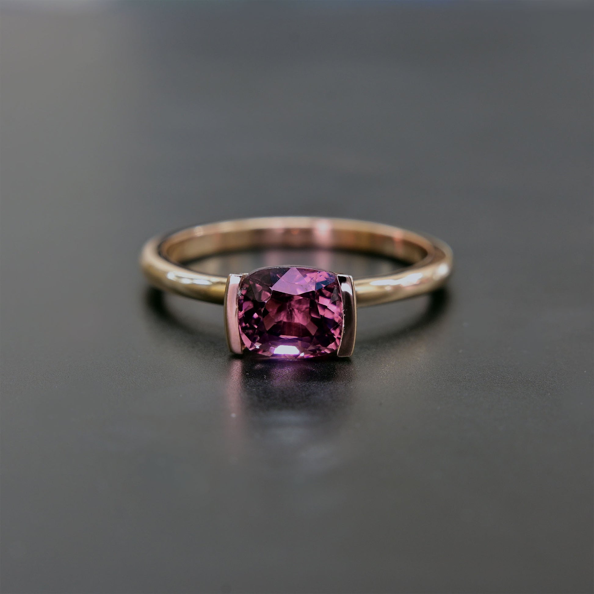 Purple pink spinel ring
