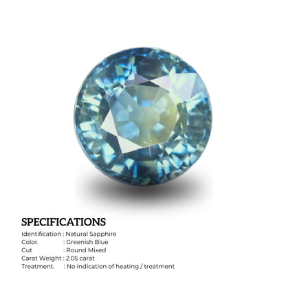 Rare natural teal sapphire 2.05 carat eye-clean gemstone