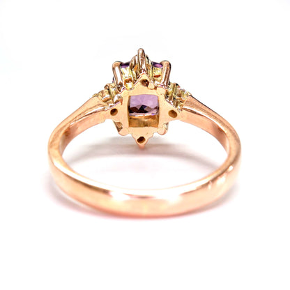 Back view of spinel ring in 14k rose gold