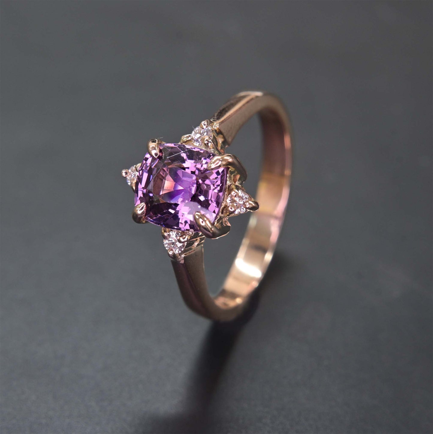 Beautiful pink spinel ring in 14k rose gold handmade in Chiang Mai, Thailand