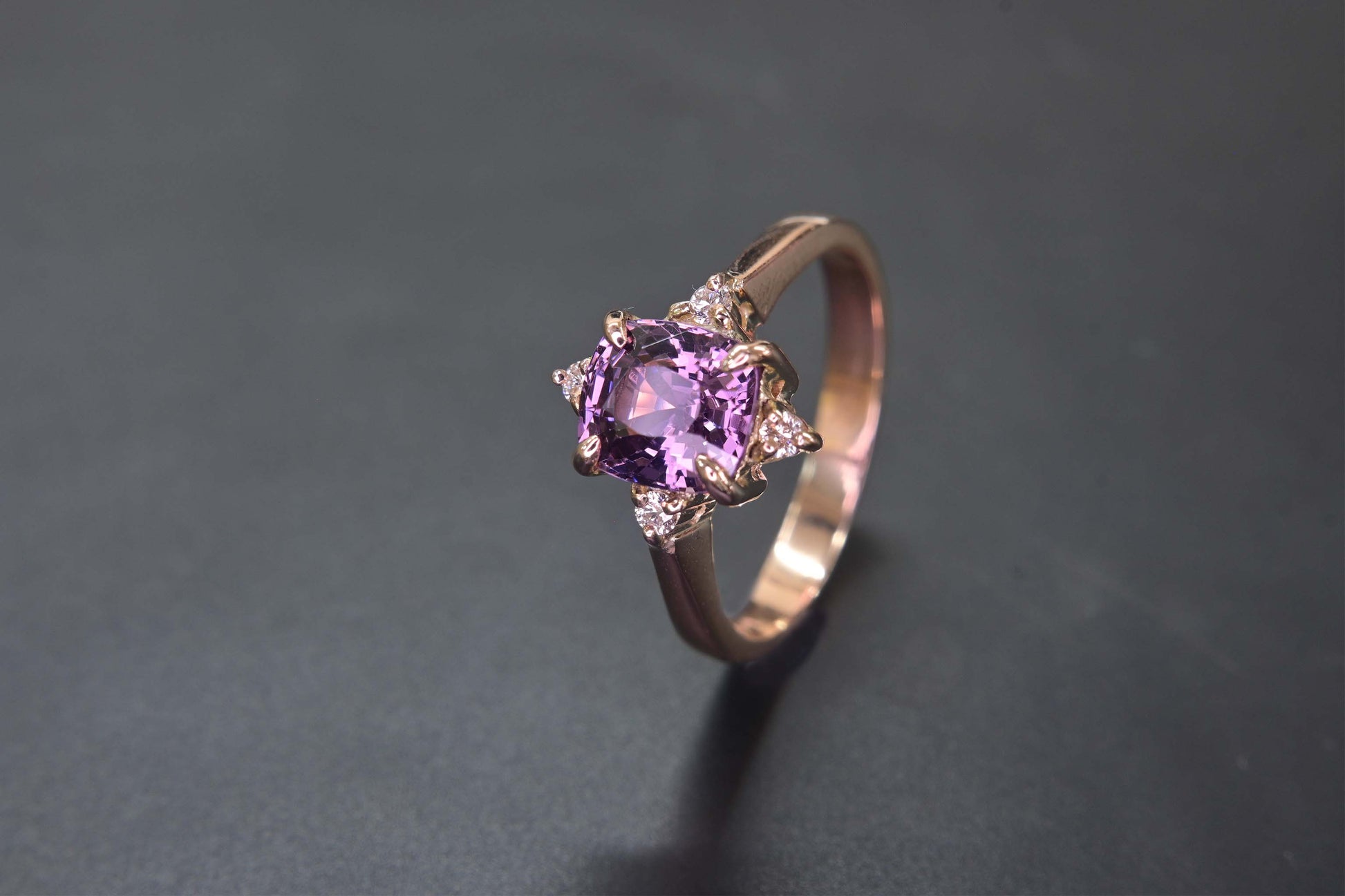 Handcrafted spinel ring in 14k rose gold available in Chiang Mai from Shiraz Jewelry