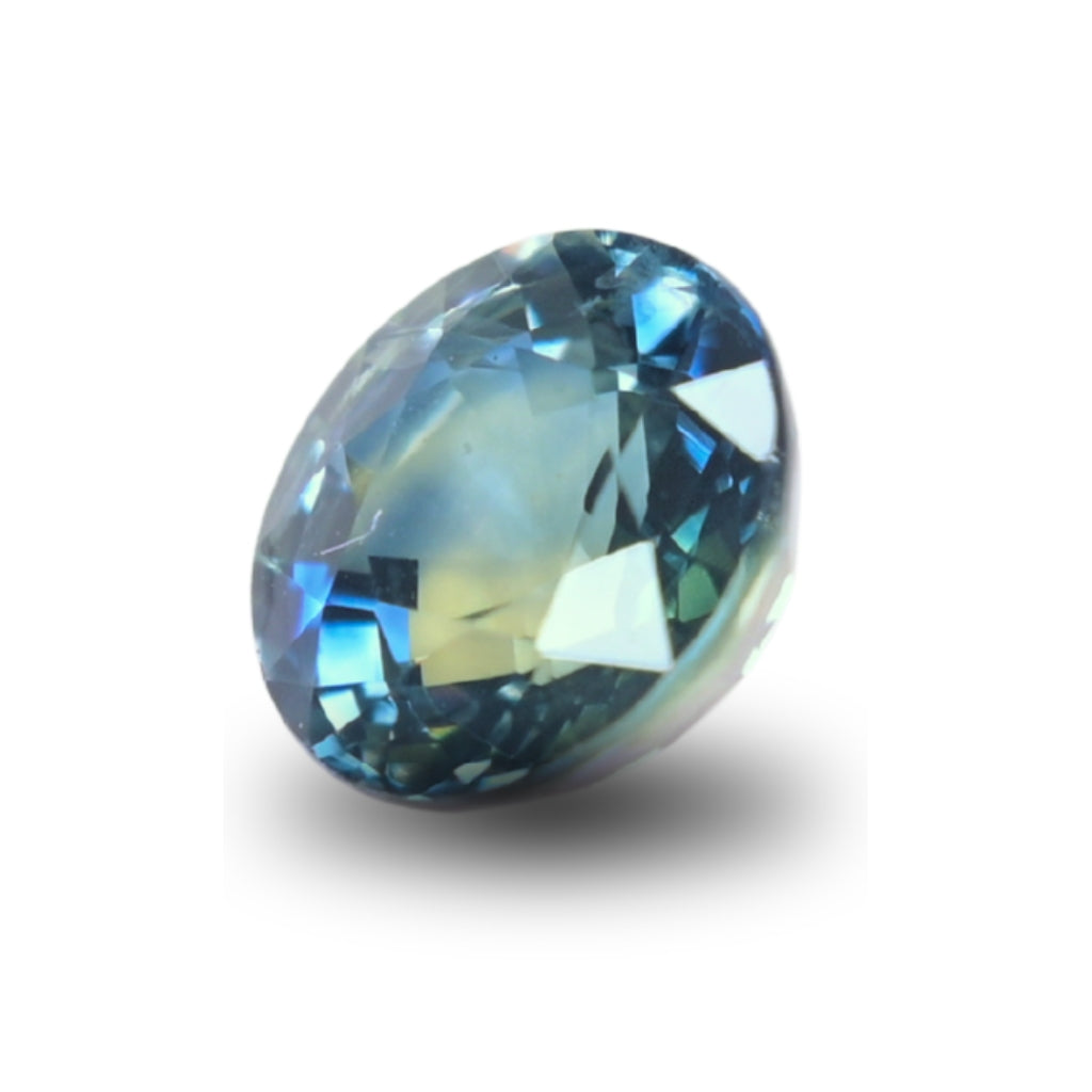 Natural teal sapphire 2.05ct loose gemstone on white background