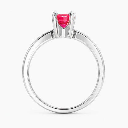 Elegant round ruby solitaire ring crafted in 18K white gold