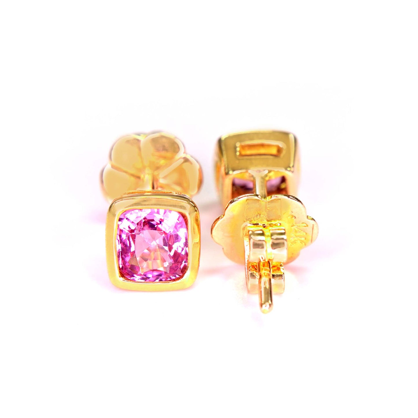 Beautiful Pink Spinel earrings in 14k yellow gold