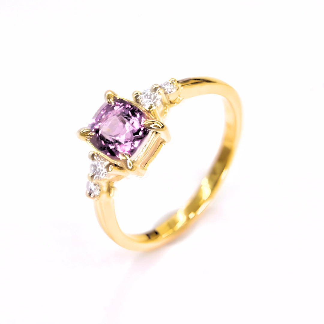 Ethical Pink Spinel Gemstone Ring with Diamond Accents