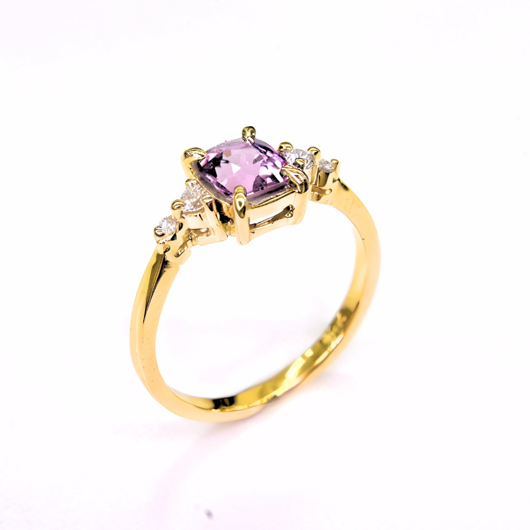 Unheated Natural Spinel Engagement Ring Shiraz Jewelry