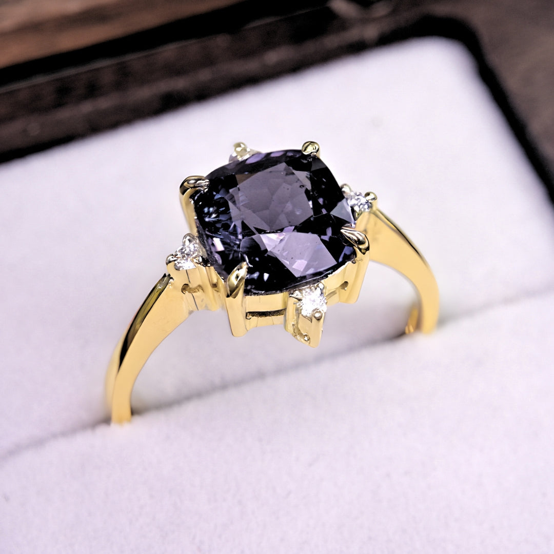 A model wearing The Sofia engagement ring to illustrate its size and elegance on a finger, emphasizing its beauty and wearability.