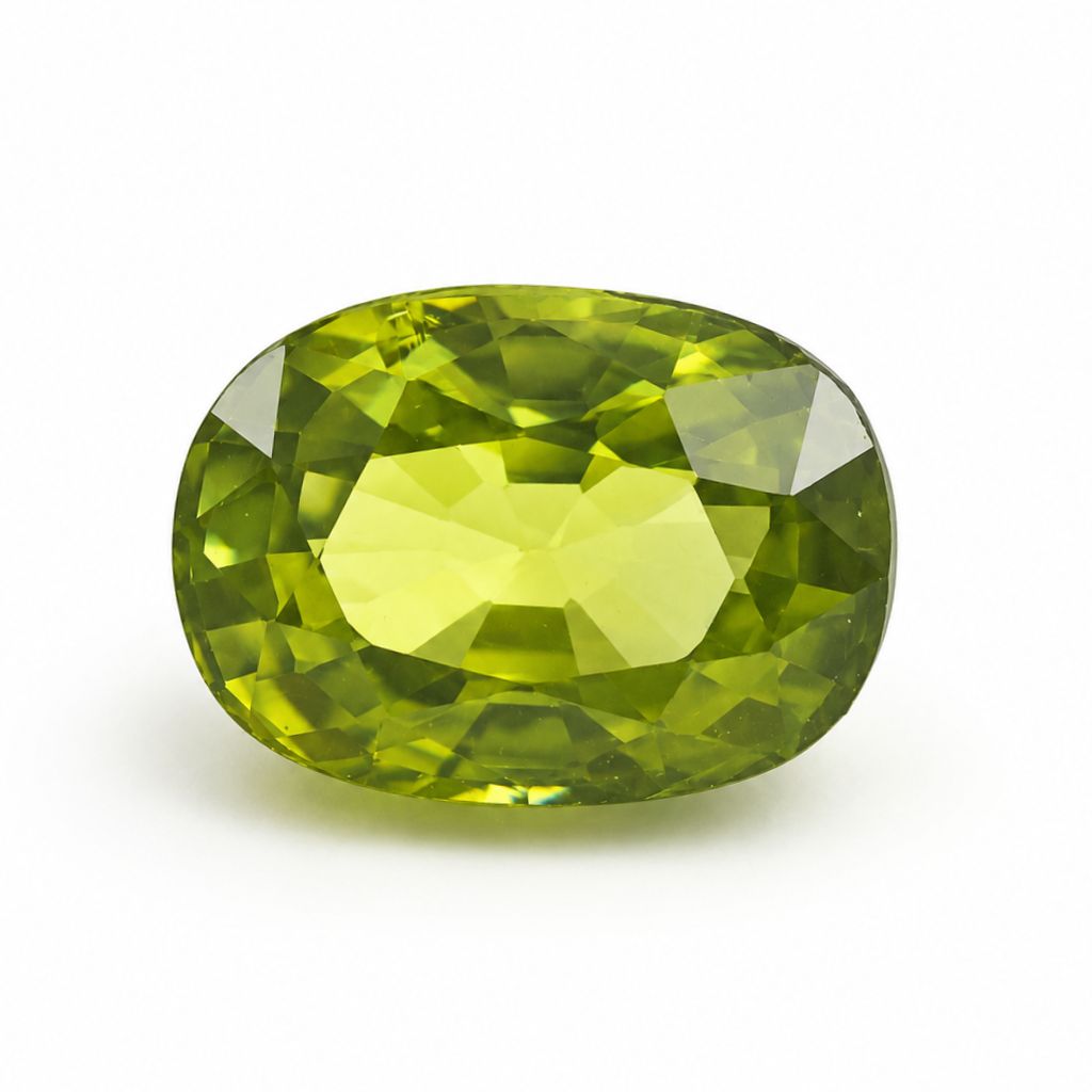 1.19 carat unheated oval-cut natural Thai green sapphire viewed from the top showing rich forest-green color.