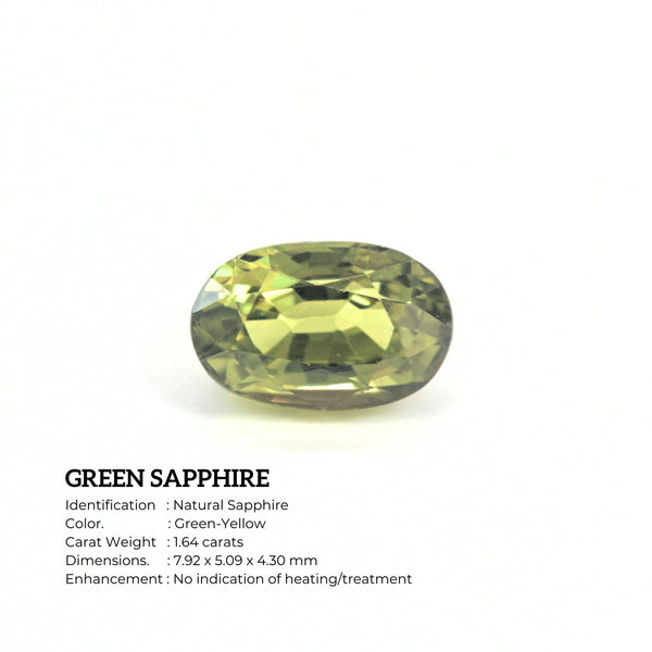 Loose unheated green sapphire gemstone oval cut close-up view