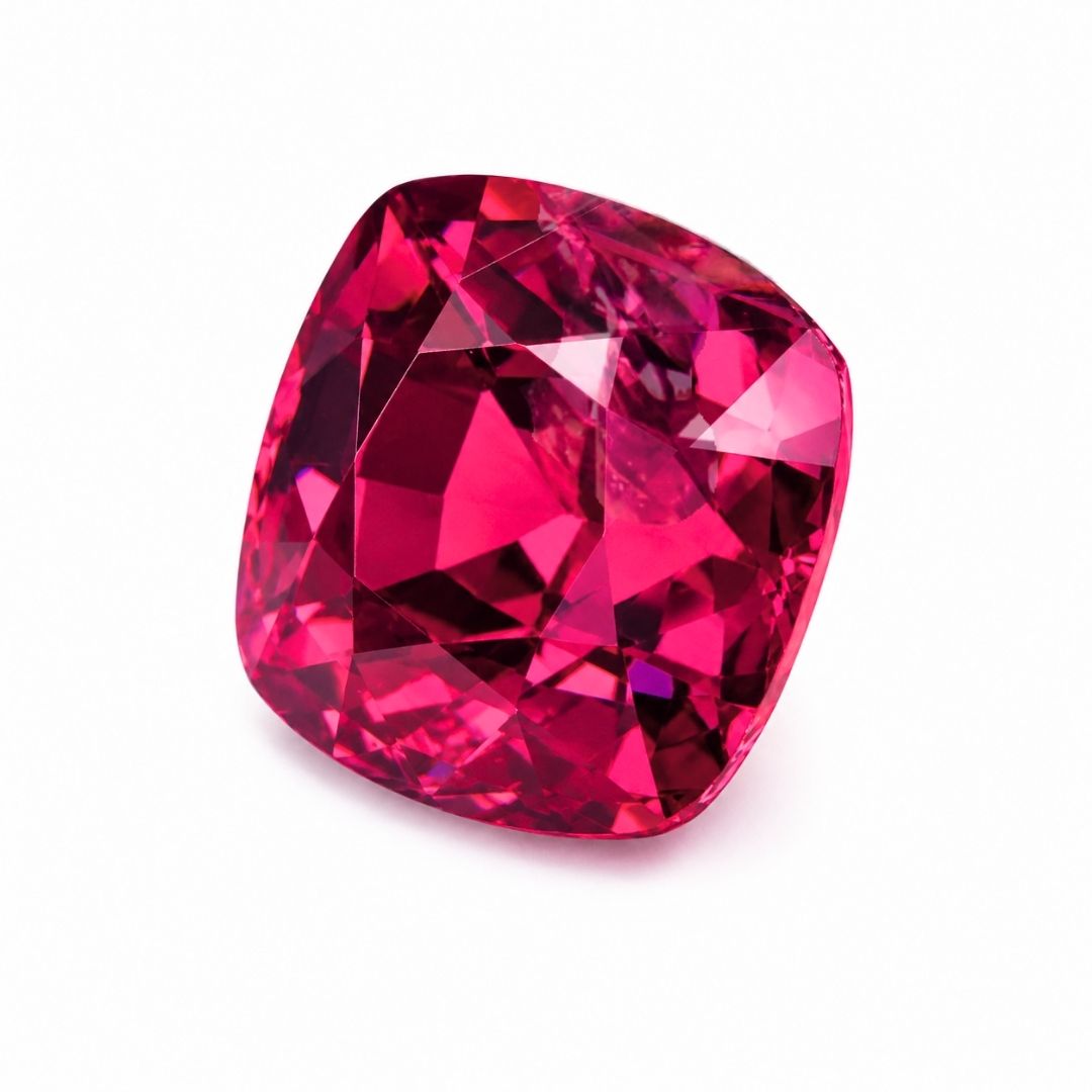 Loose 2.05 carat untreated ruby from Mozambique with cushion cut, natural color, and exceptional clarity for custom jewelry.