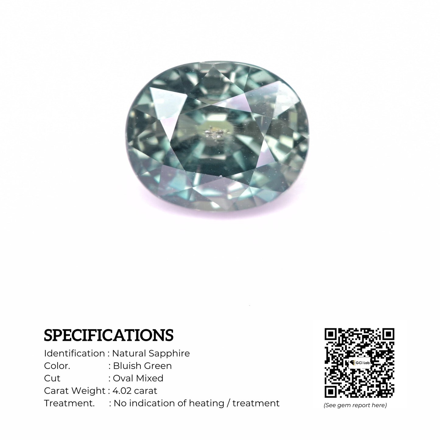 Oval unheated teal sapphire 4.02 ct certificate