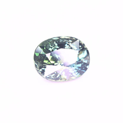 Rare unheated blue-green sapphire gemstone showing brilliance and clarity