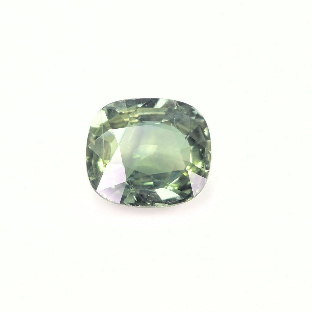 Unheated 2.02 carat green sapphire from Thailand cushion cut