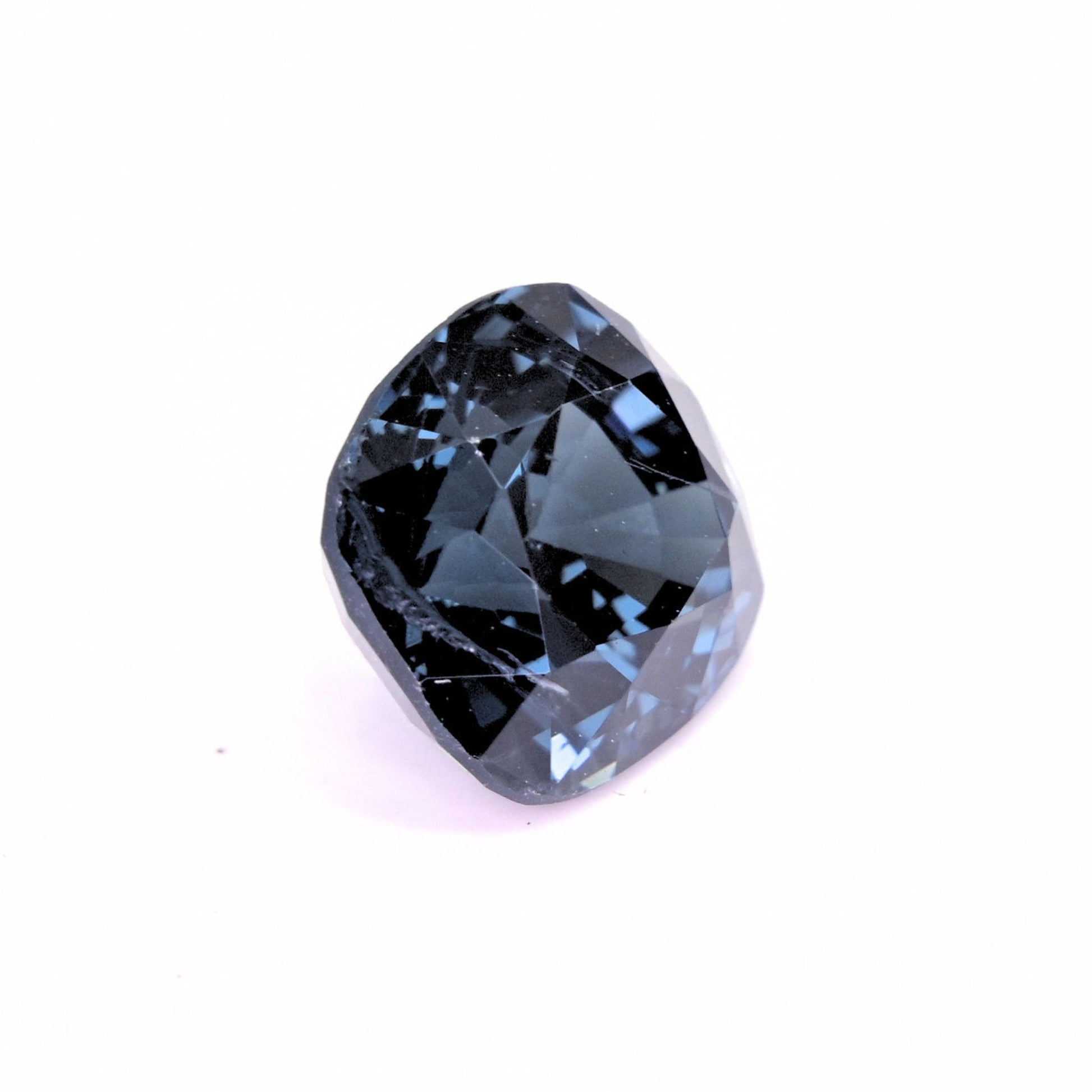 natural blue spinel 3.95 ct cushion shape dark steel blue gemstone