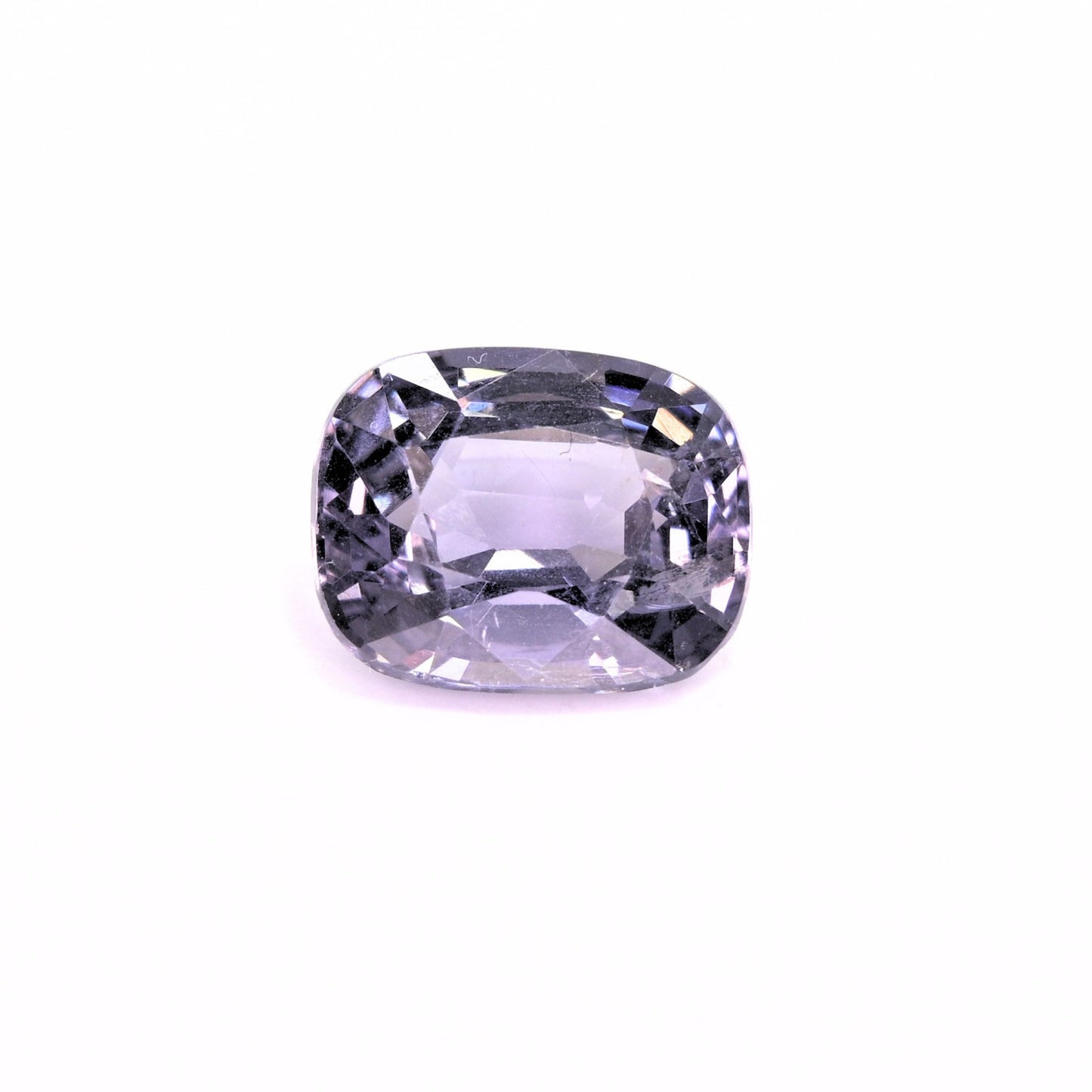 2.95 carat lavender grey spinel cushion cut natural gemstone close-up
