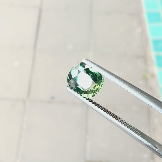 Hand-selected 2.02 carat natural unheated mint green sapphire from Shiraz Jewelry