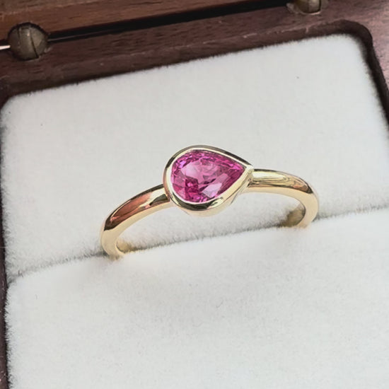 Delicate ruby gemstone ring for everyday wear in yellow gold