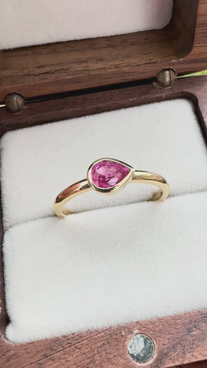 Delicate ruby gemstone ring for everyday wear in yellow gold