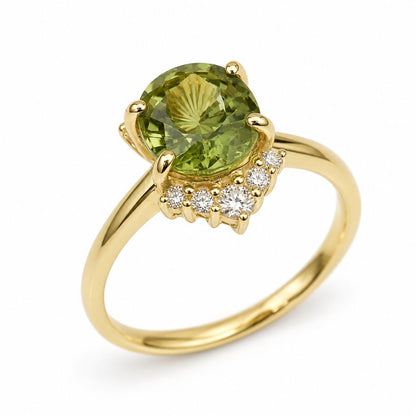 September birthstone ring with natural Thai green sapphire