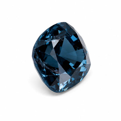 Premium unheated blue spinel featuring a cushion cut and excellent brilliance, available at Shiraz Jewelry in Chiang Mai, Thailand.