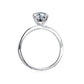 Side view of our 1.00 carat moissanite engagement ring in silver. Stunning view