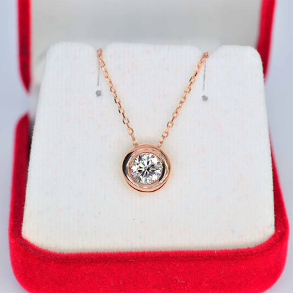 Nola moissanite necklace rose gold color - Shiraz Jewelry