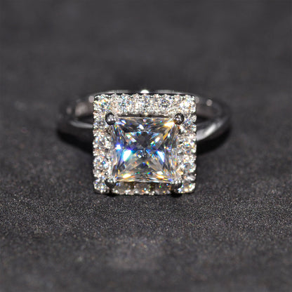 Stunning custom made engagement ring with moissanites